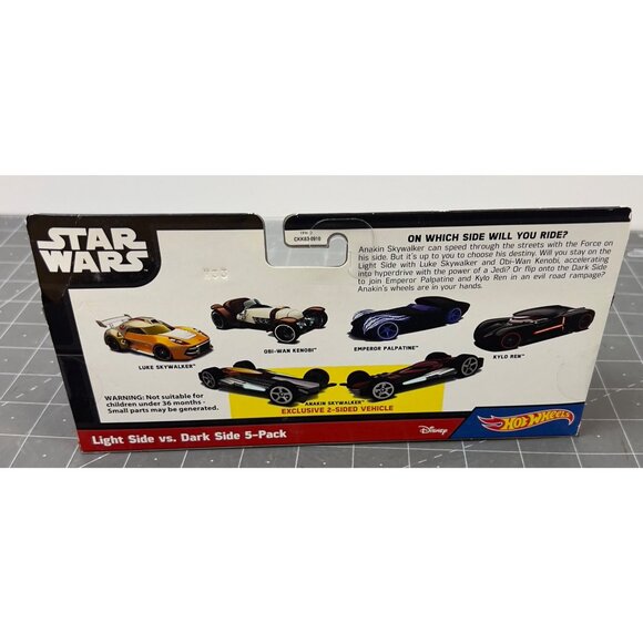 Star Wars Hot Wheels Light Side Vs. Dark Side 5-Pack 2-Sided Vehicle Anakin Obi- - Picture 3 of 11